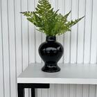 Decoração Sala Vaso Centro De Mesa Preto C/ Samambaia