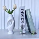 Decoração Sala Vaso Escultura Branco Abstrato Moderno