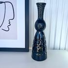 Decoração Sala Vaso Preto Moderno Alto Brilho Trabalhado