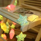 Decoração Varal Cordão Fio De Luzes Lâmpadas Estrela Colorida