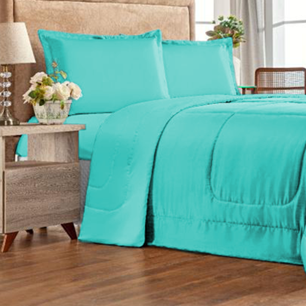 Desativar Colcha 6 Pçs Edredom Casal Queen Dupla Faceturquesa