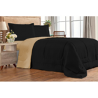 Desativar Kit 6 Pçs Edredom Casal Queen Dupla Face Preto E Be