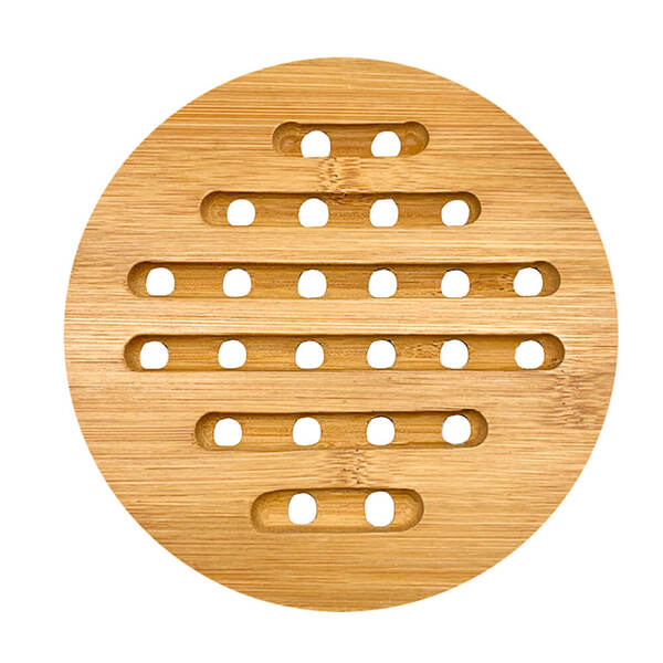 Descanso De Panela De Bambu Vazado 19cm