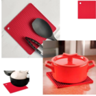 Descanso De Panela Em Silicone Quadrado 18cm Vermelho 16292