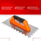 Desempenadeira Aço 10x10cm Dentada Semicircular - Ceramfix