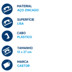 Desempenadeira Castor 12cm X 27cm Aço Lisa Chapa Zincada