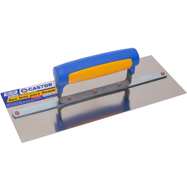 Desempenadeira Castor Para Gesso 12cm X 30cm Aço Inox 5 Cravos