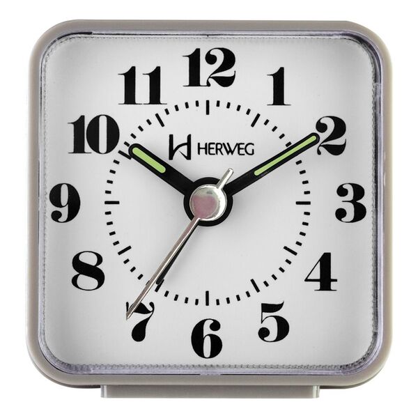 Despertador Quadrado Cinza E Preto Pequeno Herweg 2504 024