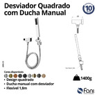Desviador Para Chuveiro Quadrado Metal Gold Fani