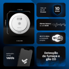 Detector Inteligente De Fumaça E Gás Co Velds, Wi-fi Com Alar
