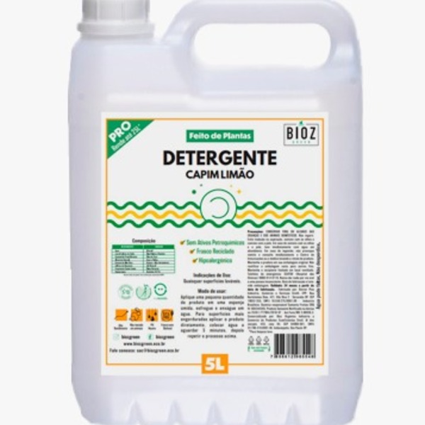 Detergente De Capim Limão Biodegradável Bioz Green 5l
