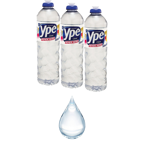 Detergente Lava Louças Ypê Clear Rende Mais 500ml Kit 3