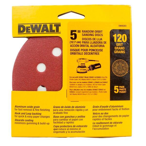 Dewalt - Discos Lixa 5" Grão 120 Médio Dw4303-x - 8 Furos C/