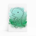 Dinossauro Verde Colorido Infantil Quadro Canvas 60x40cm