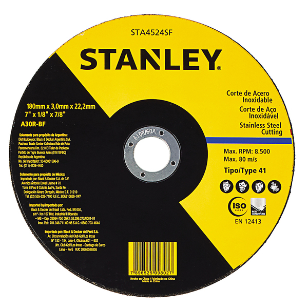 Disco Abrasivo Corte Inox 7" Stanley - Sta4524sf
