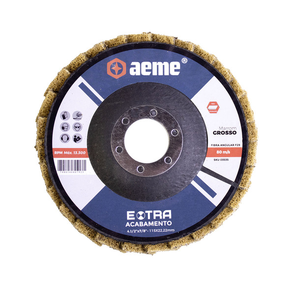 Disco Acabamento Extra Manta Fibra Angular 4.1/2 Grosso Marrom