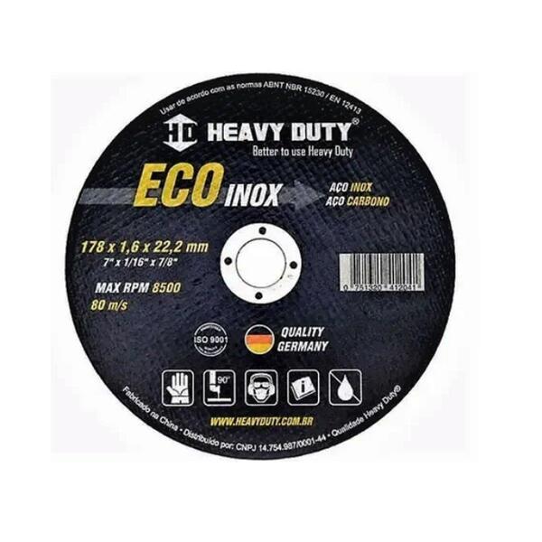 Disco Corte Aço Ecoinox 7" - 178x1,6x22,2mm – Heavy Duty, Tam