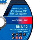 Disco Corte Aco Inox Bna 115x1,0x22,2mm