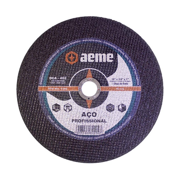 Disco Corte Aeme Aço Dca 402 10x1/8x1 2t (254x3.2x25.4)