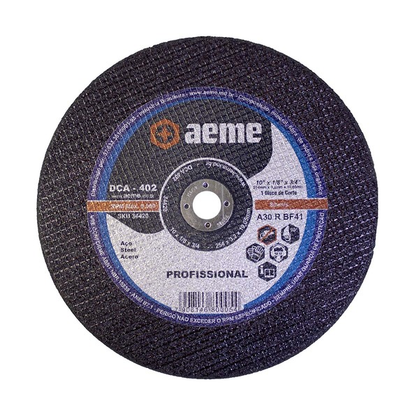 Disco Corte Aeme Aço Dca 402 10x1/8x3/4 2t (254x3.2x19.05)