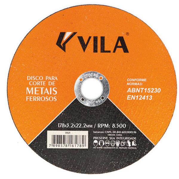 Disco Corte Ferro 7" 178x3 2x22 2 Vila