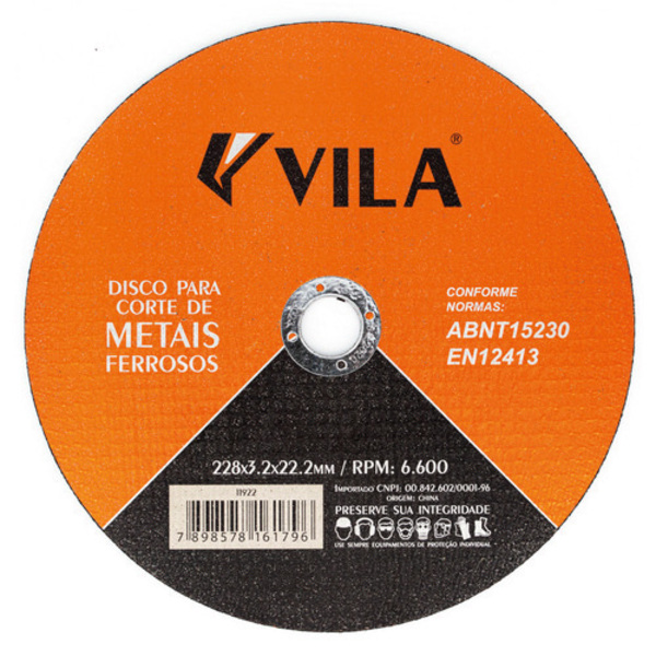 Disco Corte Ferro 9" 228x3 2x22 2 Vila - Unico
