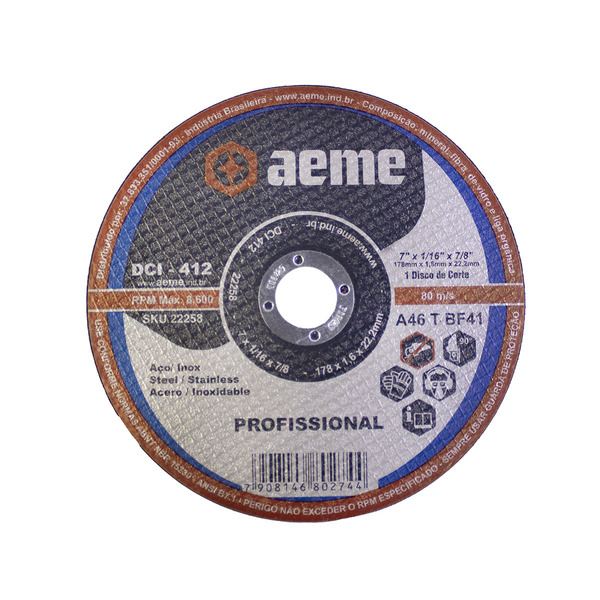 Disco Corte Fino Aeme Dci 412 7x1/16x7/8 (180x1.6x22.22)