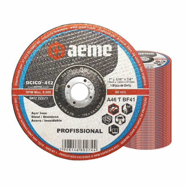 Disco Corte Fino Aeme Dcicd 412 7x1/16x7/8 (180x1.6x22.22) Ce