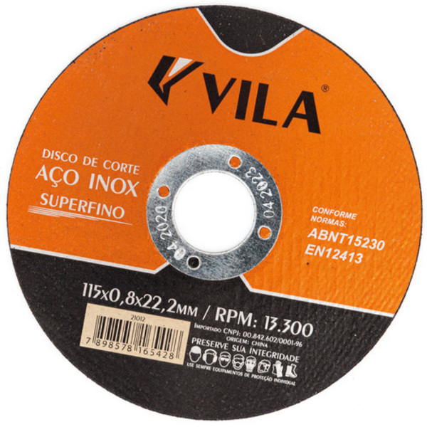 Disco Corte Inox 4.1/2" 115x0 8x22 2 Superfino Vila - Unico