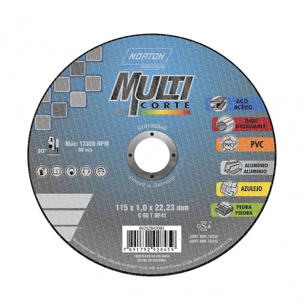 Disco Corte Multicorte Norton 115x1,0x22,23