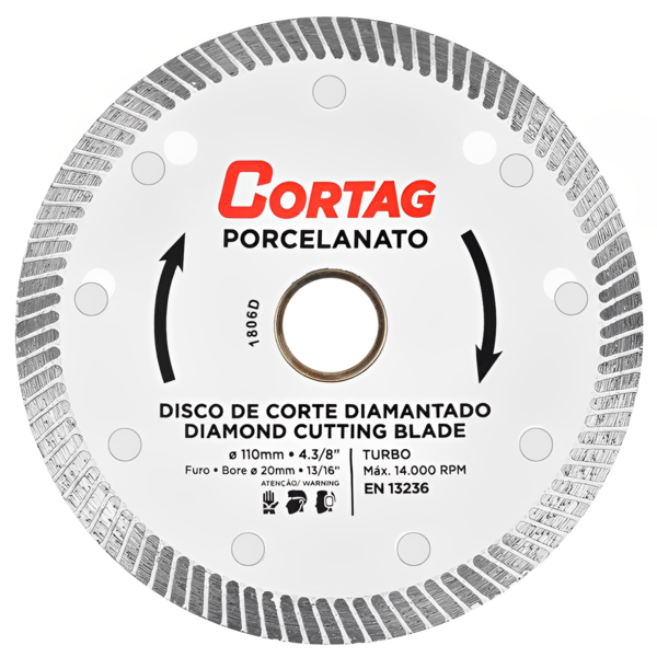 Disco Corte Porcelanato Diamantado Turbo 110mm Fino Cortag