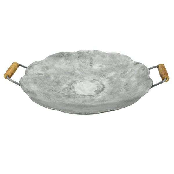 Disco De Arado Legítimo Grosso Com Alças De Madeira Ipê 62cm