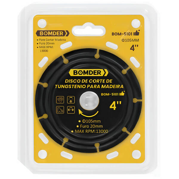 Disco De Corte 105mm Para Madeira Tungstênio 13000 Rpm 4 Pole