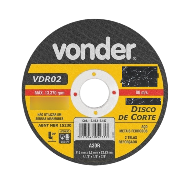 Disco De Corte 12pol Vdr02 - Vonder Furo:3/4"