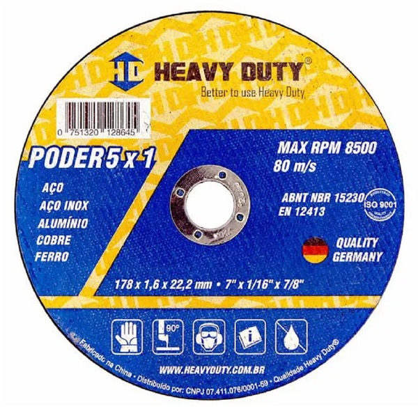 Disco De Corte 5x1 Inox 177,8x1,6x22,2 - 20 Unidades