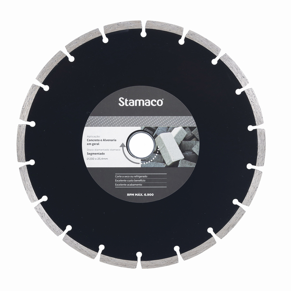 Disco de Corte Diamantado para Concreto 9" 230mm 1 unidade Stamaco