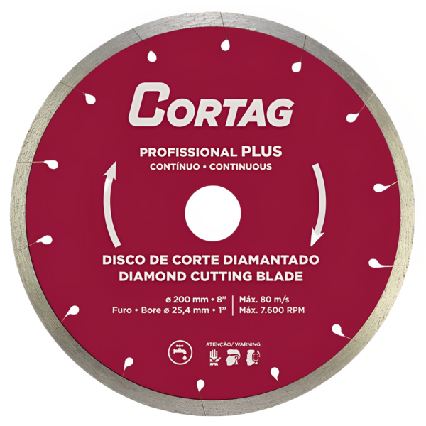 Disco de Corte Diamantado Profissional Plus 200mm Cortag Linh
