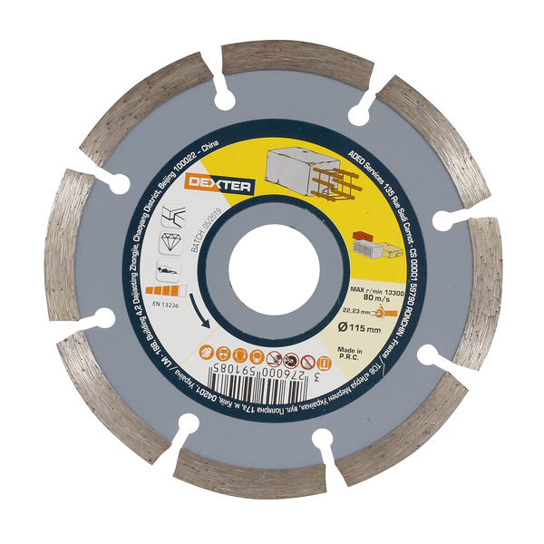 Disco de Corte Diamantado Segmentado 115x22,23mm Dexter