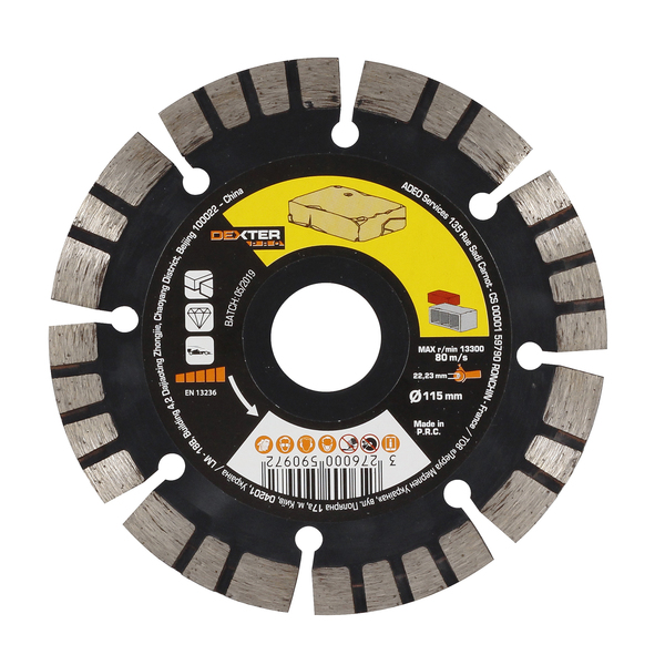 Disco de Corte Diamantado Segmentado 115x22,23mm Dexter Pro