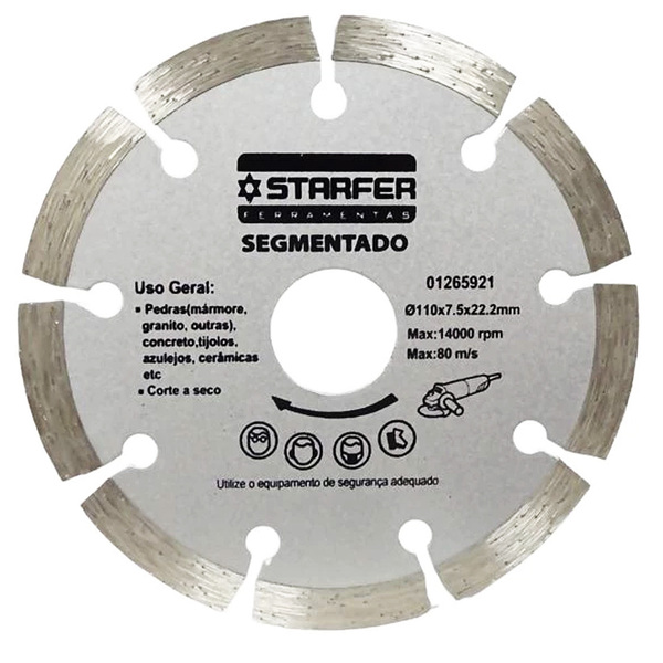 Disco De Corte Diamantado Segmentado 4.3/8" X 7/8" - Starfer