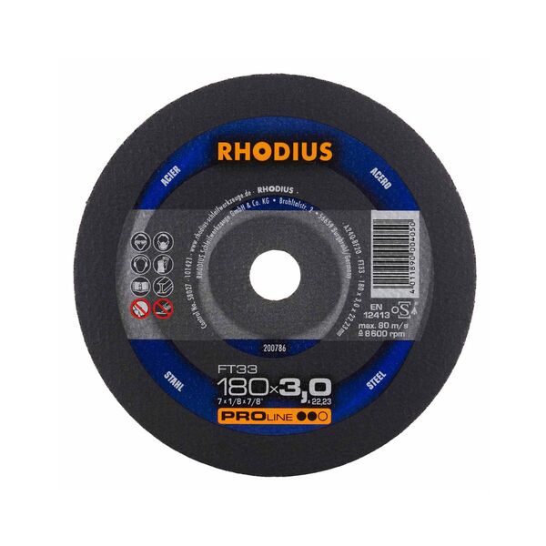 Disco De Corte Ft 33 Aço Rhodius - 180 X 3 0 X 22 23 - 7
