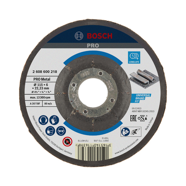 Disco de Desbaste para Metal 4.1/2" 115mm 10 unidades Bosch
