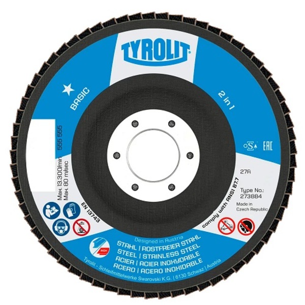 Disco de desbaste Tyrolit Tipo  Flap 27CLA 178x22,23 ZA120Q-B