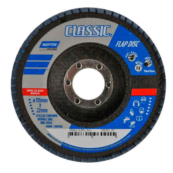 Disco De Lixa Flap Disc 4.1/2" Grão 80 - R822 Classic - Norton