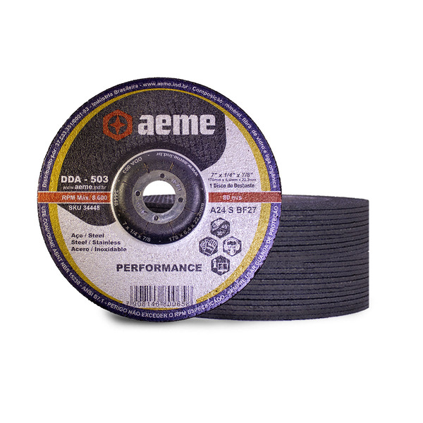 Disco Desbaste Aeme Aço/inox Dda 503 7x1/4x7/8 (178x6.4x22.22