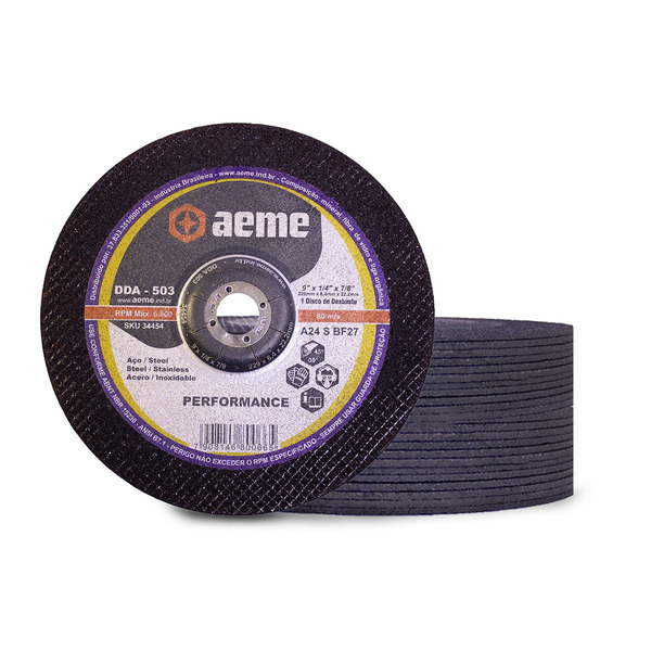 Disco Desbaste Aeme Aço/inox Dda 503 9x1/4x7/8 (230x6.4x22.22