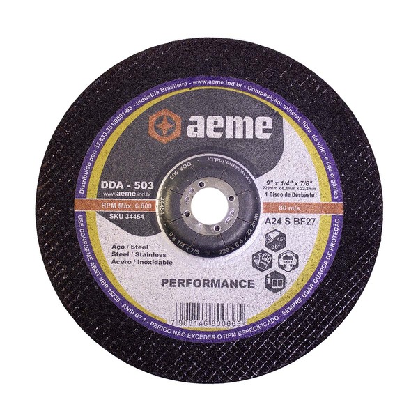 Disco Desbaste Aeme Aço/inox Dda 503 9x1/4x7/8 (230x6.4x22.22)