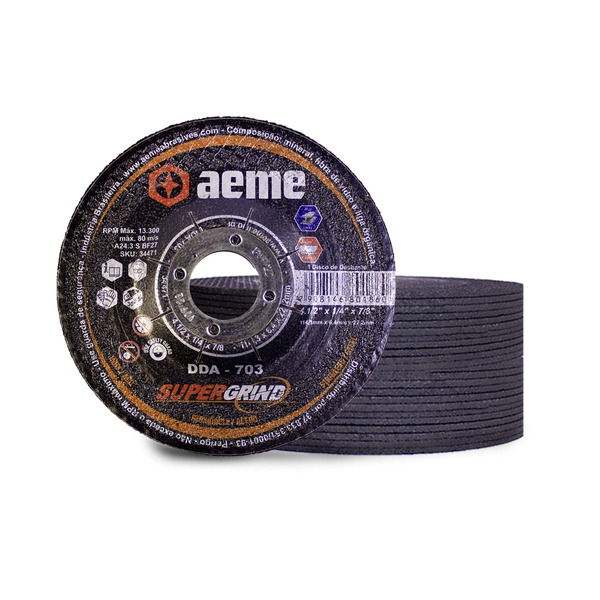 Disco Desbaste Aeme Aço/inox Dda 703 4.1/2x1/4x7/8 (114.3x6.4