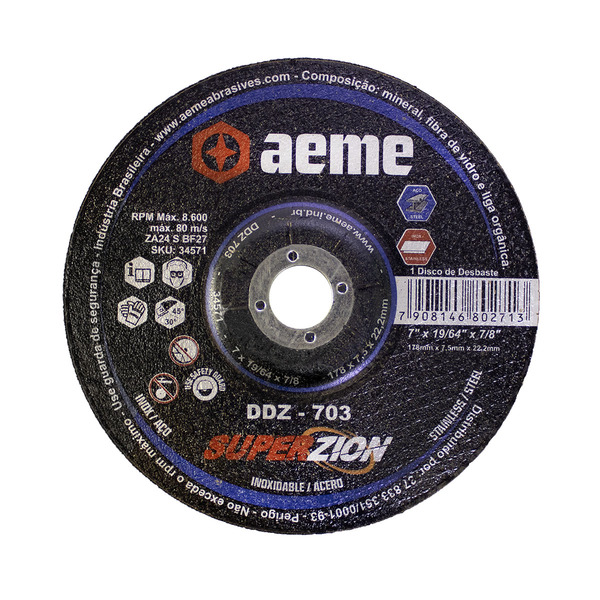 Disco Desbaste Aeme Zirconado Ddz 703 7x19/64x7/8 (180x7.5x22