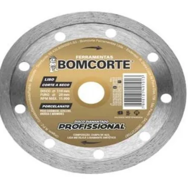Disco Diamantado Contínuo 110mm X 20 Mm Bomcorte